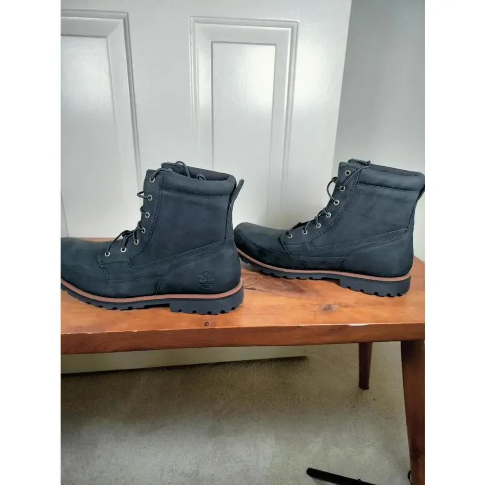 Timberland Men's Attleboro Mid Lace Boots Jet Black Leather‎ Size 13 NIB A657D